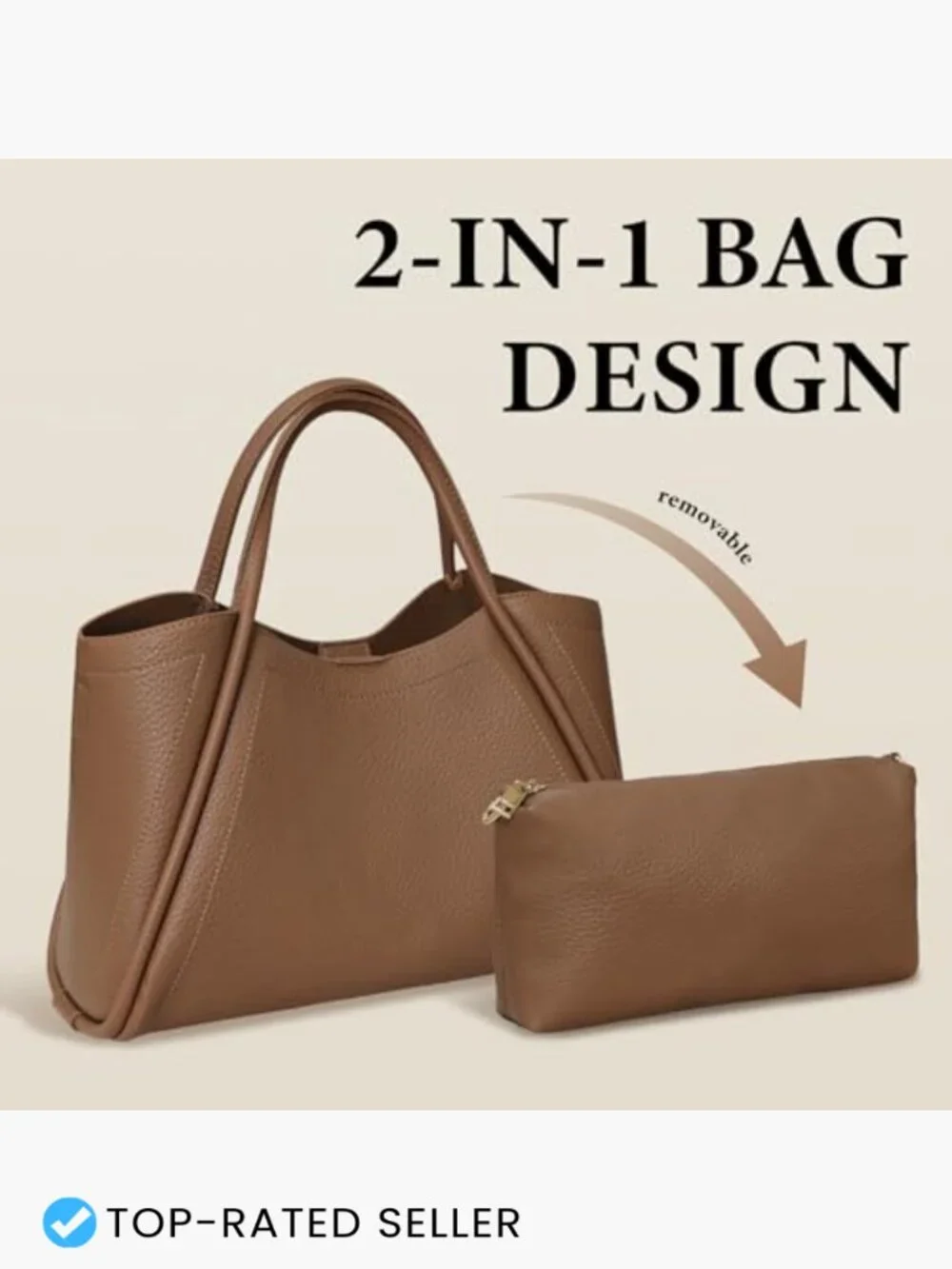 Faux Leather Satchel Bag Crossbody Shoulder Tote with Adjustable Strap & Inner